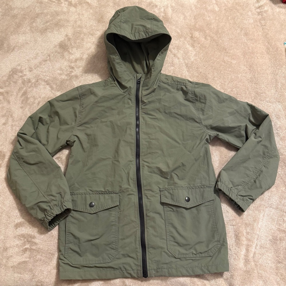 Old Navy Boys XL 14-16 Green Water-Resistant Hooded Zip Up Jacket Utility Pocket